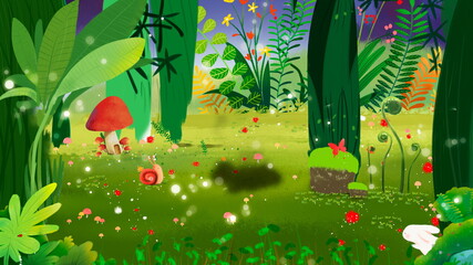 Green natural forest illustration, ecological background poster design. 