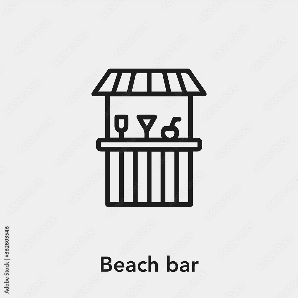 beach bar icon vector. Linear style sign for mobile concept and web ...