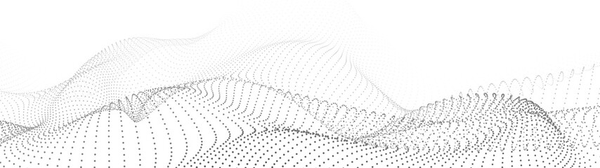 Poster - abstract gradient dynamic wave of particles. network of bright points or dots. big data. digital bac