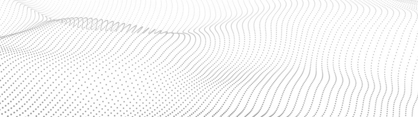 Poster - abstract gradient dynamic wave of particles. network of bright points or dots. big data. digital bac