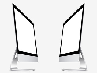 Wall Mural - mockup. screen monitor display on two sides with blank screen for your design. realistic vector illu