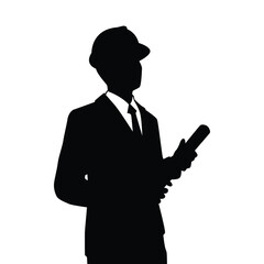 Wall Mural - Male engineer silhouette vector