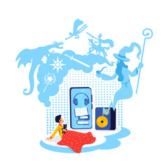 Poster - Audiobook for kids flat concept vector illustration