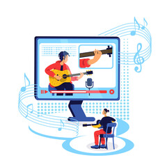Fototapete - Online guitar tutorial flat concept vector illustration