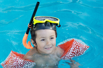 Poster - boy learning to swim