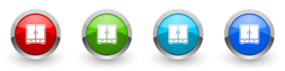 Aufkleber - Wardrobe silver metallic glossy icons, room, design, interior, furniture concept set of modern design buttons for web, internet and mobile applications in four colors options