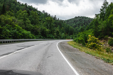 View from a moving car on a road