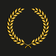gold award laurel wreath. symbol victory, triumph and success illustration