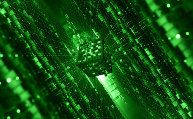 Poster - Artificial Intelligence. Computer mind. Quantum processor abstract concept 3d illustration. Digital Brain and Future Technologies