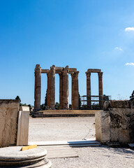 columns at the site of the temple of Zeus in Athens. the ruins of the temple of zeus