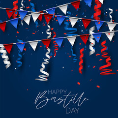 Wall Mural - bastille day. july 14th france national holiday celebration banner or flyer decor. blue, white, and 