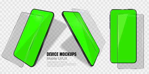 Poster - 3d model of a realistic smartphone on a transparent background. phone from different sides with a tr