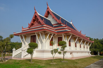 Thai Buddhist monastery at the monastic zone of Lumbini on Nepal