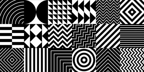 Canvas Print - Abstract geometric monochrome pattern elements. Modern Background.