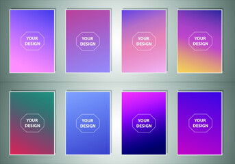Fototapete - Set of abstract gradient banners. Minimal style color background. Template for wallpaper, mobile app, screen