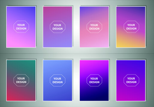 Set of abstract gradient banners. Minimal style color background. Template for wallpaper, mobile app, screen