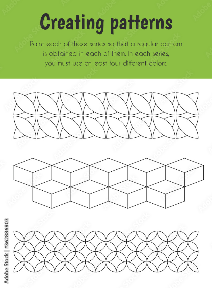 Creating patterns Educational Sheet. Primary module for Logic Reasoning ...