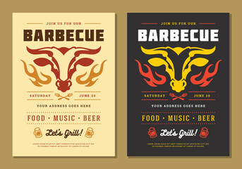 Wall Mural - Barbecue party vector flyer or poster design template.