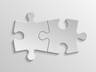 Fototapete - Two sided 3d puzzle presentation infographic template with explanatory text field for business statistics