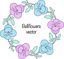 Vector Illustration With Bellflowers Isolated On A White Background. Template For Cards
