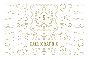 Calligraphic design elements vintage ornaments swirls and scrolls ornate decorations vector design elements.