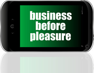 Aufkleber - Business concept: smartphone with text business before pleasure on display