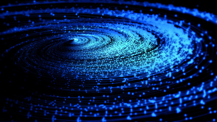 Poster - Dot-line particle vortex, big data, communication technology technology background.