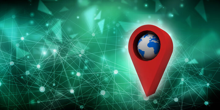 3d rendering Red map pointer