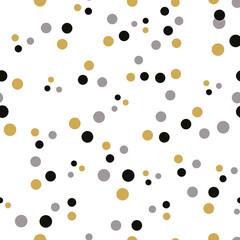 Poster - Gold, black and white polkadots repeat pattern print background