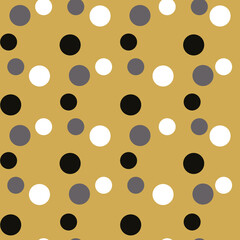 Poster - Gold, black and white polkadots repeat pattern print background