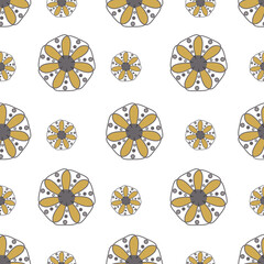 Poster - Gold, black and white dots repeat pattern print background