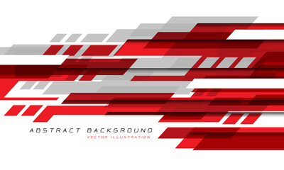 Poster - Abstract red grey white geometric speed technology futuristic design background vector illustration.