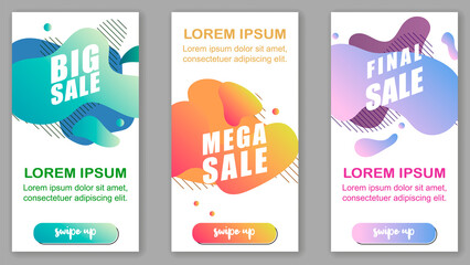 Poster - Bright gradient colors sale banner with liquid gradient waves.