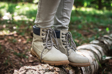 Wall Mural - leather hiking boots