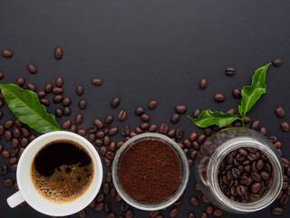 Wall Mural - Coffee background with top view.