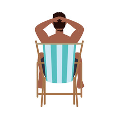 Poster - Boy cartoon on sunchair vector design