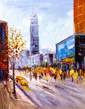 Oil Painting - City View Of New York