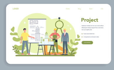 Fototapete - Architecture web banner or landing page. Idea of building project