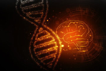 Poster - 2d render of dna structure, abstract background
