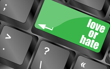 Poster - love or hate relationships communication impressions ratings reviews computer keyboard key,
