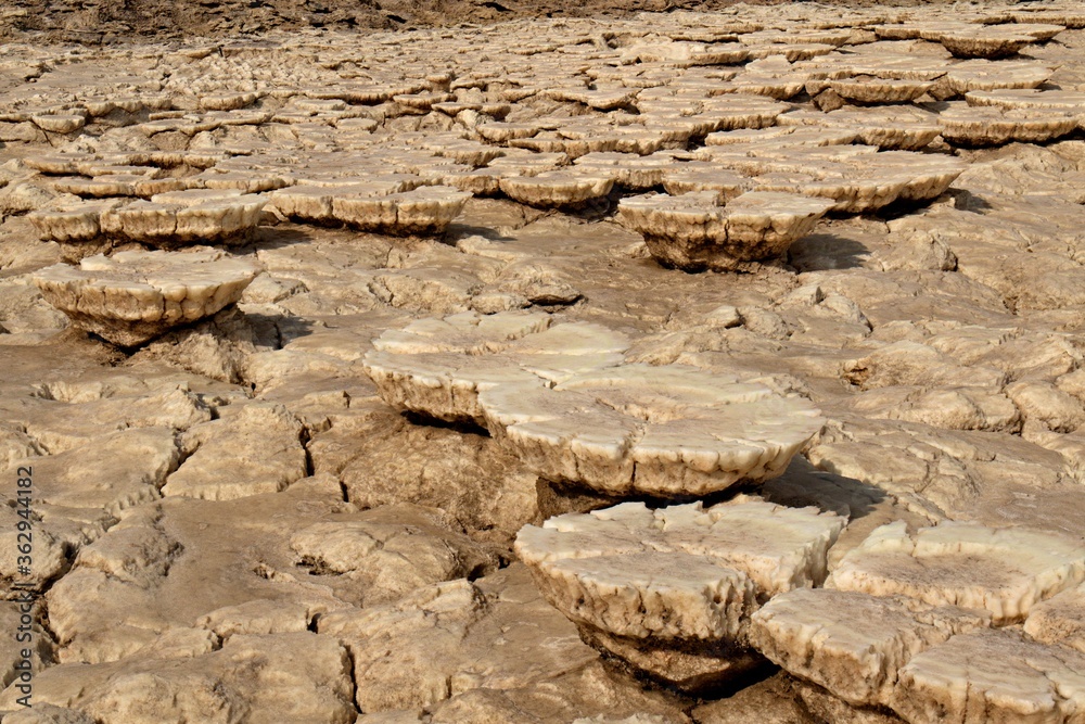 Salt Rocks Volcano Salt ponds, bubbling chimneys and salt terraces form the bottom of the ...