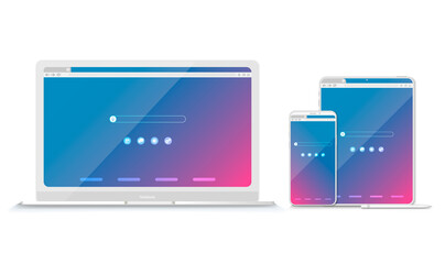 Aufkleber - Set of Flat blank browser windows for different devices. Vector. Computer, tablet, phone sizes.