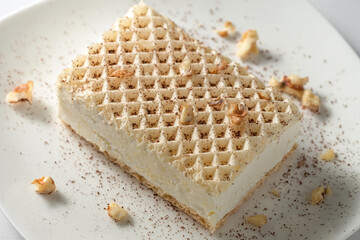 Delicious ice cream sandwich on a plate.