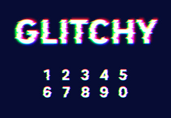 Leinwandbilder - Realistic glitch font set, vector illustration