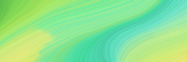 Poster - colorful and elegant vibrant creative waves graphic with modern curvy waves background illustration with light green, khaki and medium aqua marine color