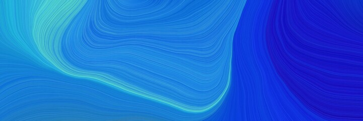 Poster - colorful and elegant vibrant creative waves graphic with smooth swirl waves background design with dodger blue, medium blue and strong blue color
