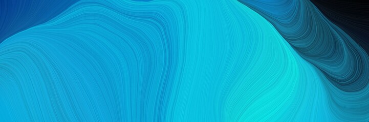 Fototapete - colorful and elegant vibrant artistic art design graphic with modern soft swirl waves background design with dark turquoise, very dark blue and teal color