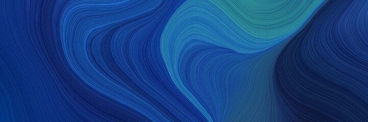 Wall Mural - colorful and elegant vibrant abstract art waves graphic with contemporary waves design with midnight blue, teal blue and very dark blue color