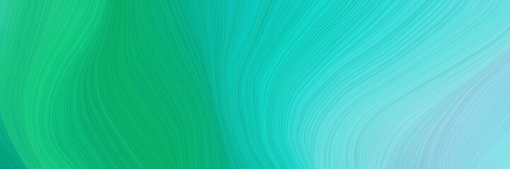 Poster - colorful and elegant vibrant artistic art design graphic with modern waves background design with sky blue, dark cyan and turquoise color