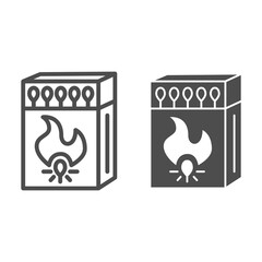 Poster - Matches packing line and solid icon, Smoking concept, matches pack sign on white background, matchbox icon in outline style for mobile concept and web design. Vector graphics.